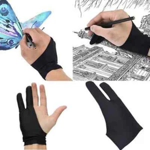 Zwei Finger Bewuchsschutz Handschuh Zeichnen & Stift Grafiktablett Pad für Künstler schwarz - Bild 1 von 6