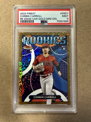2023 Topps Finest PSA 9 RC Corbin Carroll Gold Mini-Diamond /50 NL-ROY - Image 1 of 2
