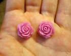 Ruffled Rose Earrings~1/2 Inch *COLOR OPTIONS* Hypoallergenic