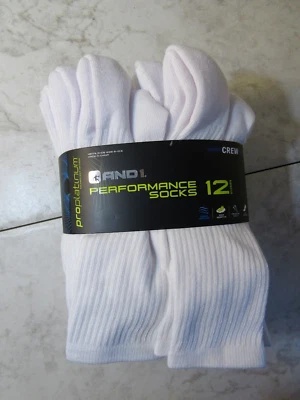 NUEVO CON ETIQUETAS And1 Performance Proplatinum Tech Blanco Calcetines 12-PK Calcetines Para Hombre 6-12.5 Foto 1 de 4