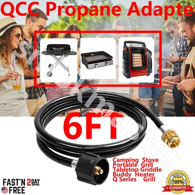6FT QCC Propane Adapter Hose LP For Portable Grill Camping Stove Grill Easy Use - Image 1 of 4