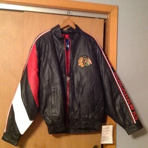 Pro PLayer NHL Chicago Blackhawks Leather Jacket -Brand New- LARGE - Picture 1 of 12