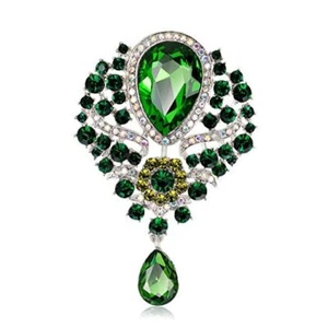 Wedding Bridal Big Crystal Rhinestone Bouquet Brooch Pin for Women () green - Picture 1 of 8