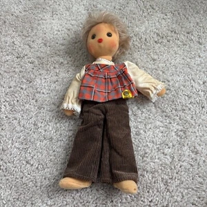 Vintage Steiff 7875728 12 Zoll dünne Stoffpuppe mit brauner Cordhose & Hut - Bild 1 von 11