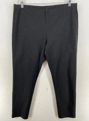 EILEEN FISHER Pants Large Stretch Viscose Ponte Pull On Slim Charcoal Gray - Image 1 of 4