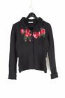 Kenzo Women's Black Boiled Wool Cardigan With Roses, XS