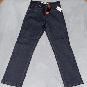 Vintage SouthPole Jeans Mens 34x32 Blue Y2k Dark Brown Tab Wide Baggy Grunge New - Picture 1 of 7