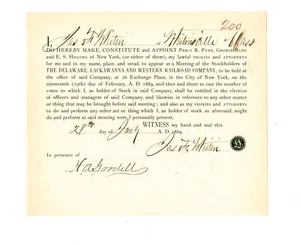 1889 Delaware Lackawanna & Western doc. possibly signed by Hiram Anson Goodell - Picture 1 of 5