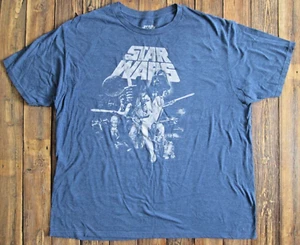 Star Wars Shirt Men's 2X Heathered Blue Mad Engine Cotton Poly Darth Luke Modern - Picture 1 of 5