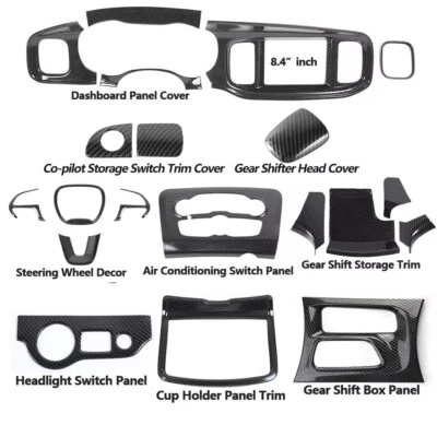 20x Carbon Fiber Interior Steering Center Console Trim Kit for Dodge Charger 15+ - Image 1 of 4