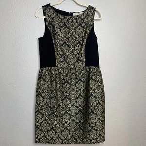 NWT ANN TAYLOR LOFT Size 8 Black & Gold Jacquard Party Dress Women's Elegant - Picture 1 of 5