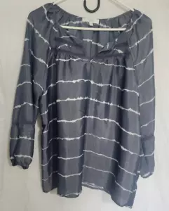 Coral Bay Petite Damen Bluse Größe PXL blau gestreift fließend leicht Oberteil - Bild 1 von 9