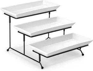 3 Tier Serving Trays for Party, Porcelain Serving Platters and Trays, 12 Inch Ti - Picture 1 of 8