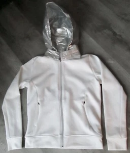 RLX RALPH LAUREN WHITE HOODIE CARDIGAN WITH SILVER METALLIC DETACHABLE HOOD SZ M - Picture 1 of 5
