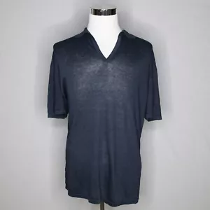 Men's 100% Capri Italy Linen See Through Polo Shirt Blue Sz XXL / 2XL - Picture 1 of 10
