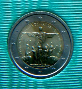 2013 Vatican ITALY Bimetallic 2 euro coin UNC Rio Brazil in official Folder - Picture 1 of 4