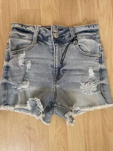 VANILLA STAR Size 25/1 NWT Real Cheeky Distressed Jeans Shorts Super High Rise - Picture 1 of 8