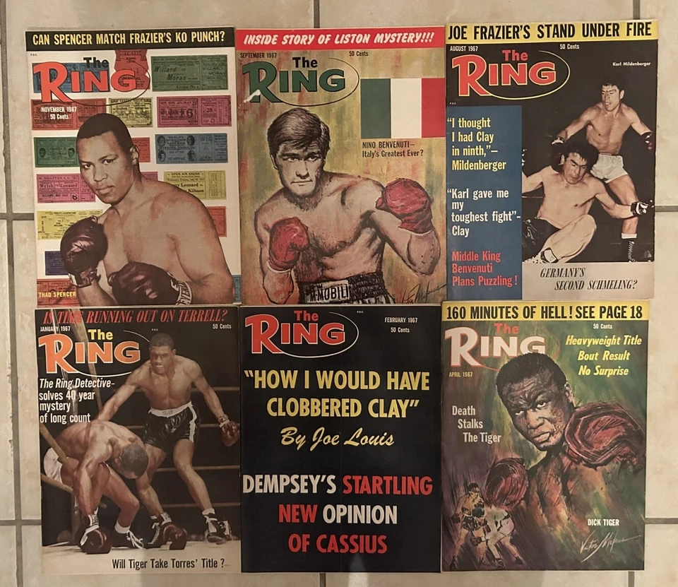 1967 THE Ring Set Lot of 9 Dick TIGER Joe FRAZIER Cassius CLAY Ernie TERRELL ALI - Image 1 of 1