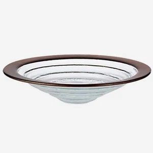 Nuevo Centro de Mesa Cuenco, Sello Anillo de Cobre Borde, Nuevo con Etiquetas Acanalado Tono Verde Vidrio 13" - Imagen 1 de 11