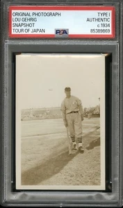 Lou Gehrig 1934 Snapshot Type 1 Original Photo PSA/DNA *Tour of Japan* - Picture 1 of 2