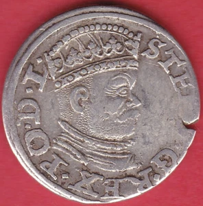 R* POLEN LITAUEN 3 GROSCHEN 1586 RIGA BATORY VZ DETAILS #3754 - Bild 1 von 2