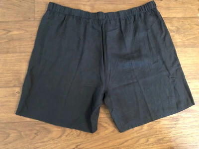 Pantalones Cortos Eileen Fisher Orgánicos Lino Medio Muslo Negros Talla 3XL NUEVOS CON ETIQUETAS $128 Foto 1 de 4