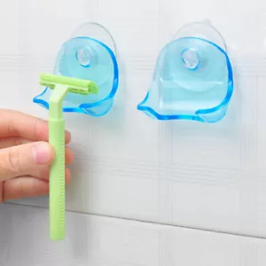 2pc Strong Suction Bathroom Razor Rack Wall Mounted Shaver Holder Hook Accessory - Picture 1 of 11