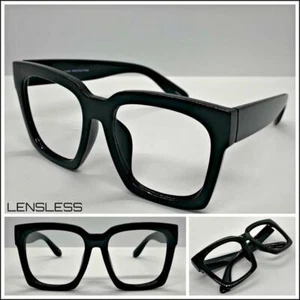Oversized Exaggerated Thick Square Black Lensless Eye Glasses Frame Only NO Lens - Picture 1 of 7