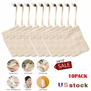 10 Pack Natural Sisal Soap Bag Soap Saver Net Mesh Exfoliator Foaming Pouch Soft - Picture 1 of 10