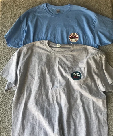 Lot of 2 Gildan T Shirts Ole Miss Rebels  3X Gray Blue Mississippi Short Sleeve Cover