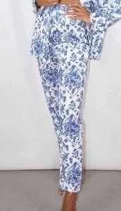 Pantaloni sigaretta vita alta porcellana blu Missguided US 10 pantaloni Cottagcore nuovi con etichette - Foto 1 di 11