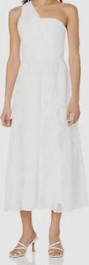 $815 Shoshanna Women's White One-Shoulder Floral Lace Mesh MIDI Dress Size 6 - Picture 1 of 3
