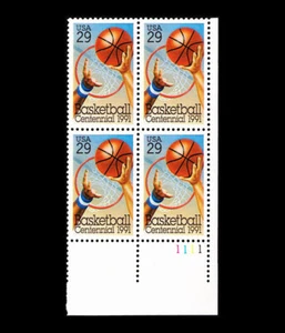 USA 1991 BASKETBALL CENTENNIAL #2560 PLATE BLOCK MNH BR - Picture 1 of 1