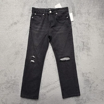 Jeans 7 For All Mankind Youth 10 negros The Peggi algodón recto desgastado Foto 1 de 4