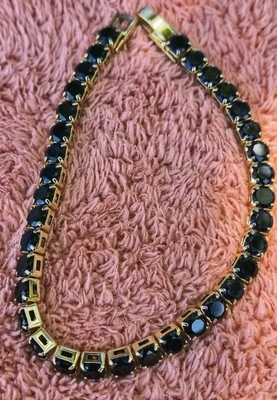 Pulsera para Mujer Cadena 7" Brazalete de Corazones Chapado en Oro 18k CZ Regalo Foto 1 de 4