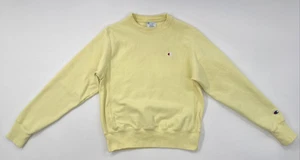 Felpa Champion vintage anni 90 tessuto rovesciato uomo piccola girocollo giallo a costine - Foto 1 di 13