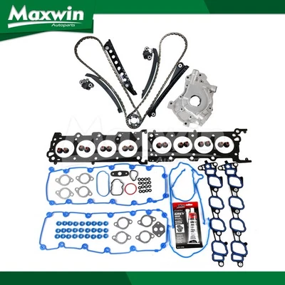 Juego de juntas de culata Kit de cadena de distribución Bomba de aceite para Ford E-150 E-350 Super Duty 5,4 L Foto 1 de 4