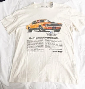 ABERCROMBIE Mustang Soft AF Mustang Graphic Tee Cream Relaxed Size L NWT - Picture 1 of 10