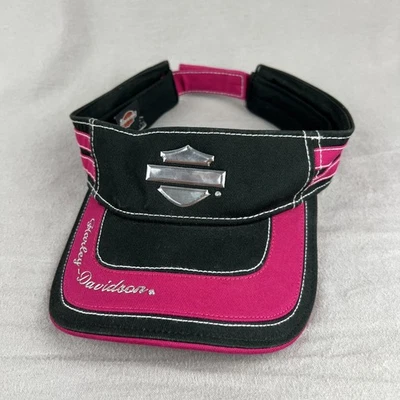 Gorra con visera Harley Davidson para mujer con correa trasera rosa negra logotipo de motociclista Foto 1 de 4