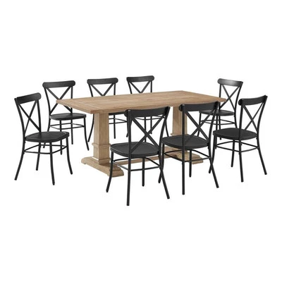 Crosley Furniture Joanna 9-piece Wood Dining Set in Matte Black/Rustic Brown - Image 1 of 3