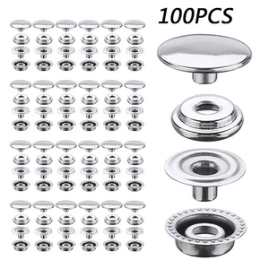 Set 100pz Fissaggio Acciaio Inox Snap Press Borchia Tappo Pulsante Barca Marina Tela - Foto 1 di 7