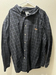Carhartt Men’s 4XL Plaid Button Up Long Sleeve Workwear Shirt Cotton Black Gray - Picture 1 of 6
