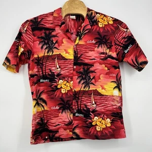 VTG Royal Creations Men's Size XL Hawaiian Button Shirt Sunset Palm Trees Aloha - Picture 1 of 5