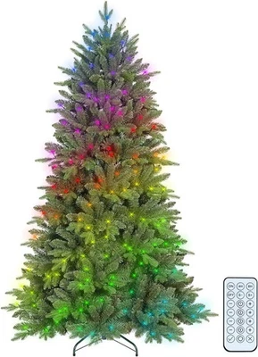 Árbol de Navidad artificial inteligente prelit de 7 pies con 340 luces LED RGB multicolores Foto 1 de 4