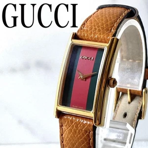 GUCCI 2600L Sherry Line Rectangular Quartz Ladies Watch 1.9cm Wrist 17cm - Picture 1 of 5