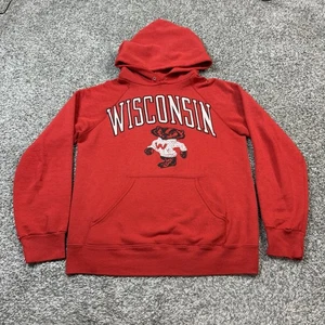 Vintage 80’s Wisconsin Badgers Sweatshirt Men’s M Red Hoodie Made In USA - Picture 1 of 6