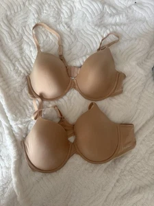 Calvin Klein T Shirt Bra Lightly Lined Demi Bra Nude 38C Set Of 2. RN 36543 - Picture 1 of 6