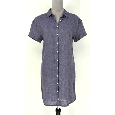 Tahari Dress Womens XS Blue All Linen Shirtdress Beach Resort Cruise New - Image 1 of 4