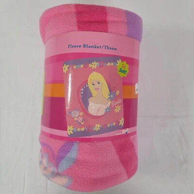 Barbie 2003 Manta de Vellón Rosa Talla 50"X60" Suave Cálida RARA Flor NUEVO nos Foto 1 de 4