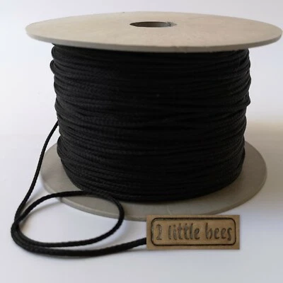 Black Rope 2mm Strong Drawstring Cord Dreamcatcher Round Tying Travel Crochet